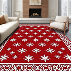 Red Snowflake Pattern Rug