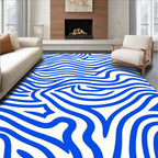 Bold Blue Wavy Abstract Rug