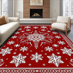 Classic Red Snowflake Pattern Design Rug