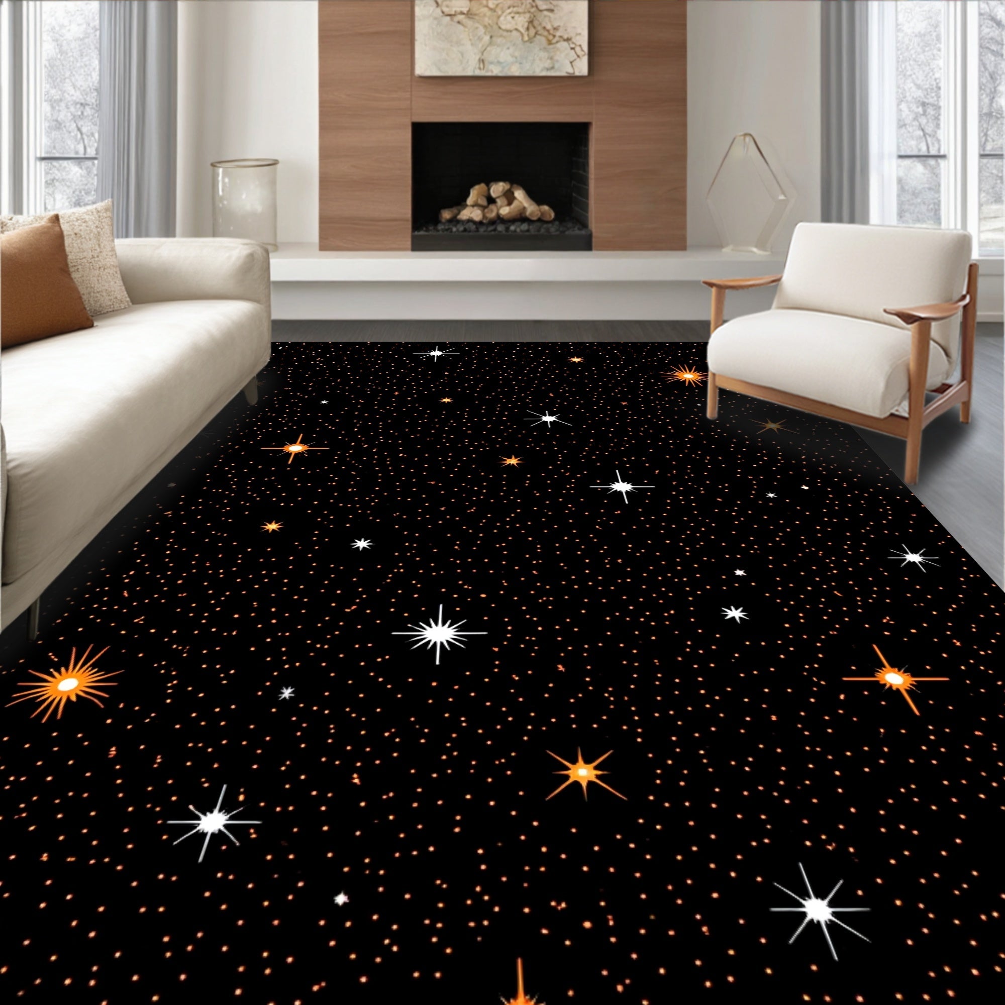 Cosmic Starry Night Inspired Pattern Rug