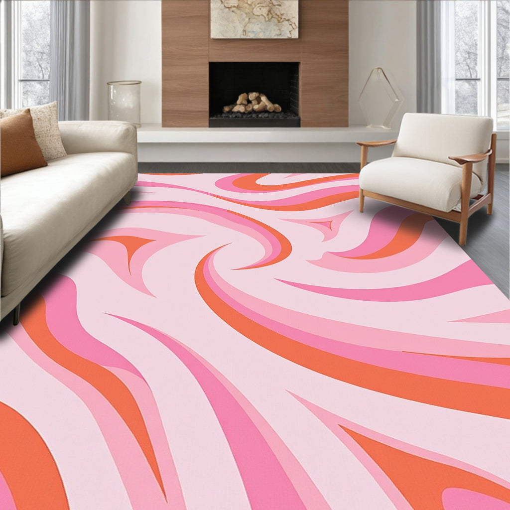 Pink and Orange Swirl Pattern Rug