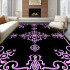 Elegant Pink Floral Scrollwork Design Rug