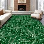 Green Leaf Swirls Pattern Rug
