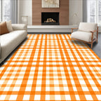 Bright Orange White Gingham Pattern Rug