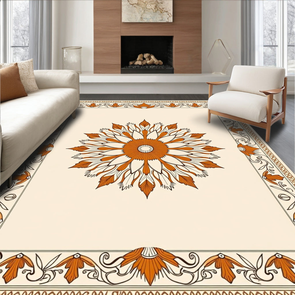 Orange Blossom Mandala Accent Rug