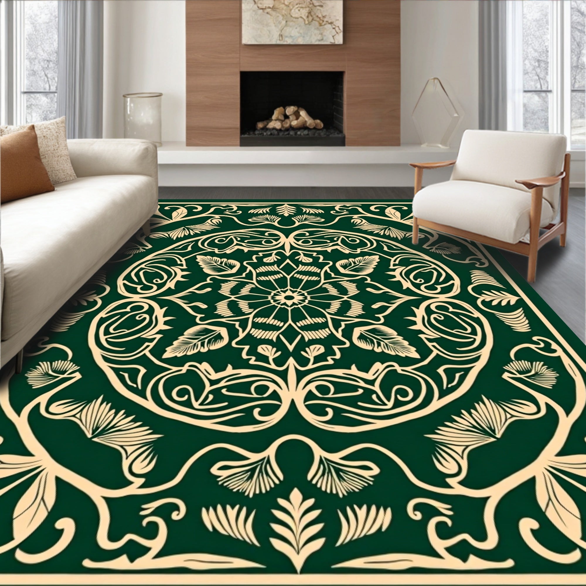 Elegant Flourish Intricate Floral Design Rug