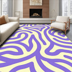 Whimsical Purple Cream Abstract Lines Rug