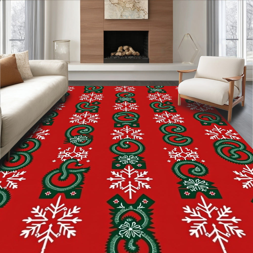 Festive Snowflake Dragon Pattern Rug