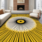 Radiating Sunburst Yellow Black Rug