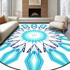 Cool Blue Teal Geometric Mandala Rug