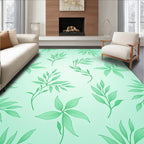 Green Leafy Botanical Pattern Design Rug