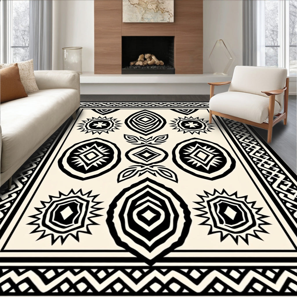 Bold Geometric Sunburst Eye Pattern Rug