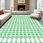 Green White Gingham Buffalo Check Rug