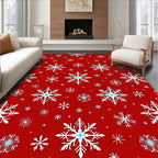 Winter Snowflake Pattern Red Rug