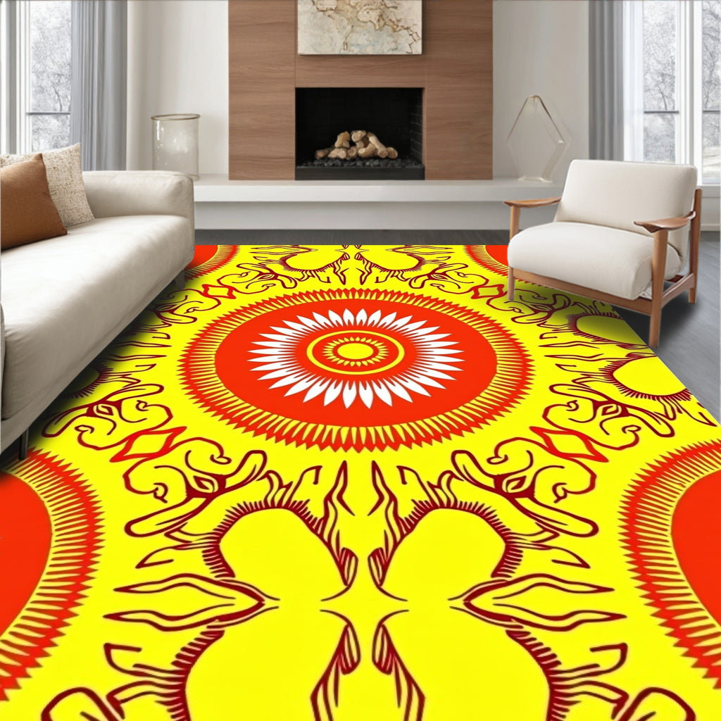 Radiant Sunburst Mandala Pattern Design Rug