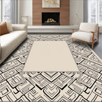 Abstract Black Geometric Maze Pattern Rug