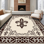 Ornate Fleur de Lis Border Design Rug