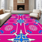 Hot Pink White Blue Geometric Star Rug