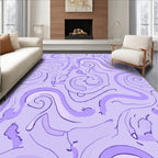 Lilac Wavy Swirl Art Design Rug