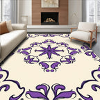 Regal Purple Floral Symmetry Design Rug
