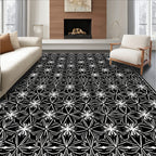 Intricate Floral Line Art Pattern Rug