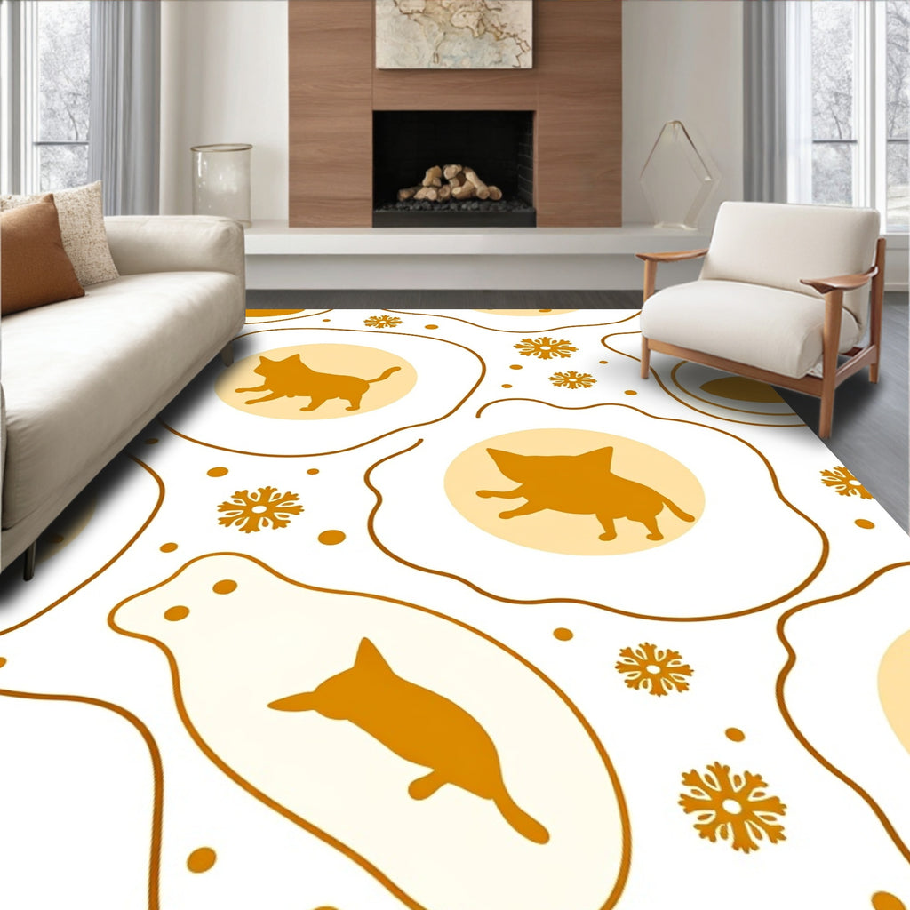 Whimsical Cat Snowflake Pattern Design Rug