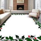 Evergreen Holly Berry Garland Border Rug