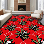 Bold Floral Geometric Red Design Rug