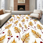 Golden Feather and Berry Pattern Rug