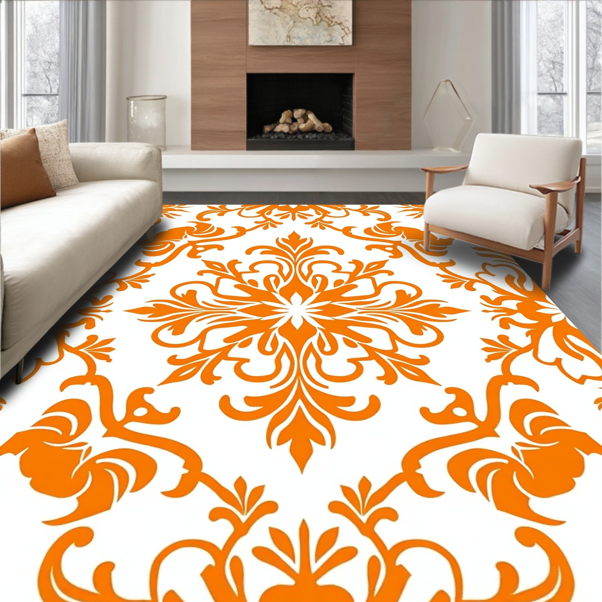 Elegant Floral Scrollwork Pattern Rug