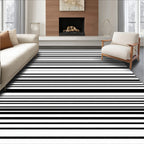 Modern Black White Stripe Pattern Rug