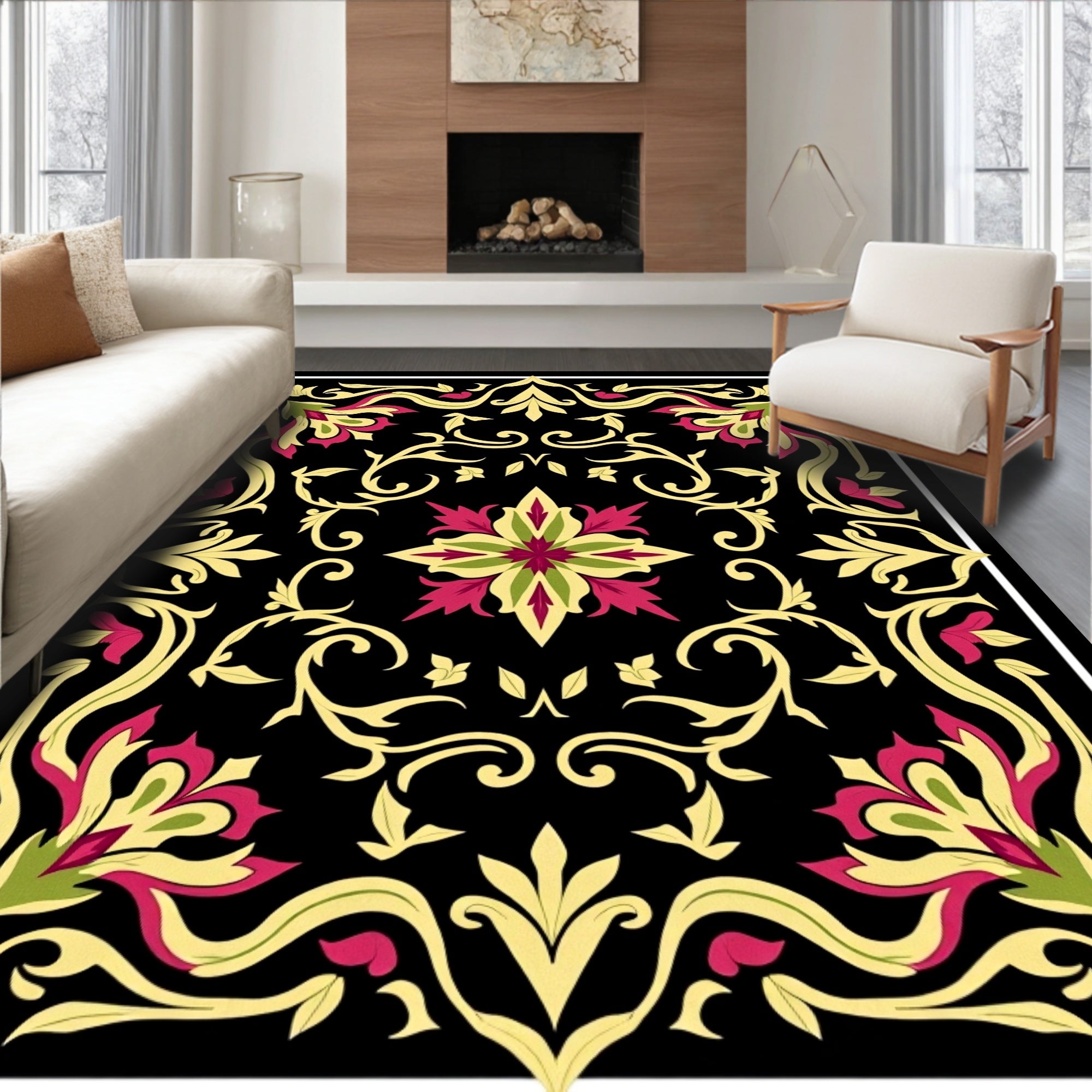 Vintage Floral Swirl Pattern Rug