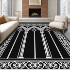 Gothic Trellis White Black Ornamental Rug