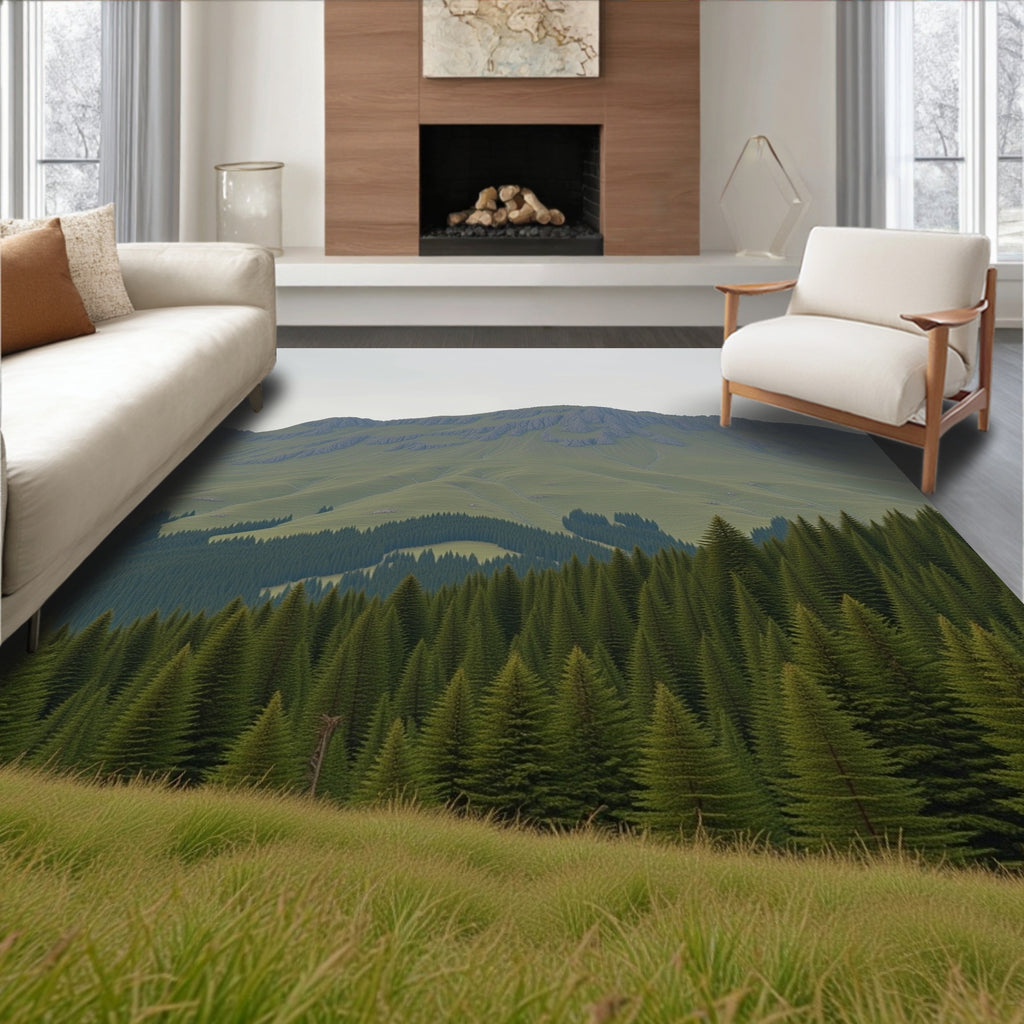 Green Mountain Landscape Pattern Rug