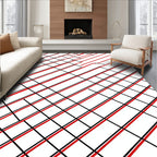 Bold Red And Black Grid Pattern Rug