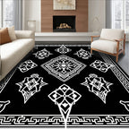 Ornate White Diamond Pattern Rug