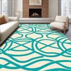 Teal Intertwined Organic Wave Pattern Rug