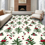 Festive Pinecone Berry Pattern Rug