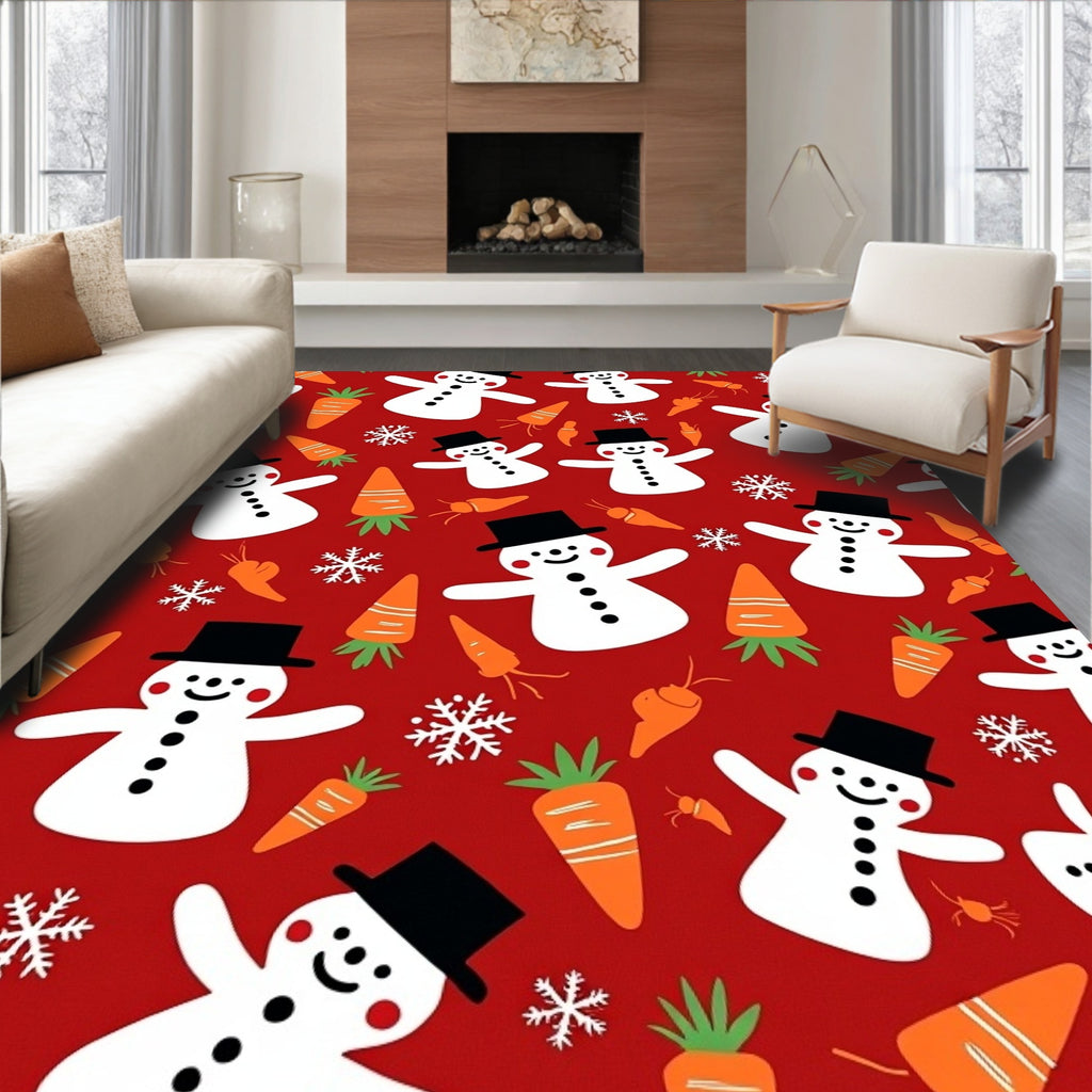 Festive Snowmen Carrots Pattern Rug