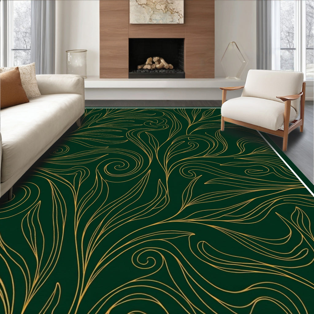 Rich Gold Vine Patterned Rug