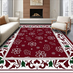 Whimsical Floral Patterned Border Design Rug
