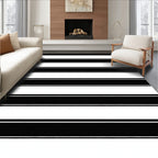 Classic Black White Striped Pattern Rug