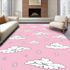 Pink Sky Clouds and Stars Rug