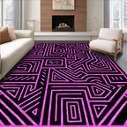 Bold Pink Maze Geometric Design Rug
