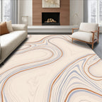 Abstract Swirls Ochre Blue Pattern Rug