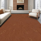Brown Abstract Wood Grain Pattern Rug