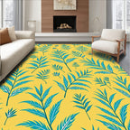 Tropic Leaf Pattern Yellow Background Rug