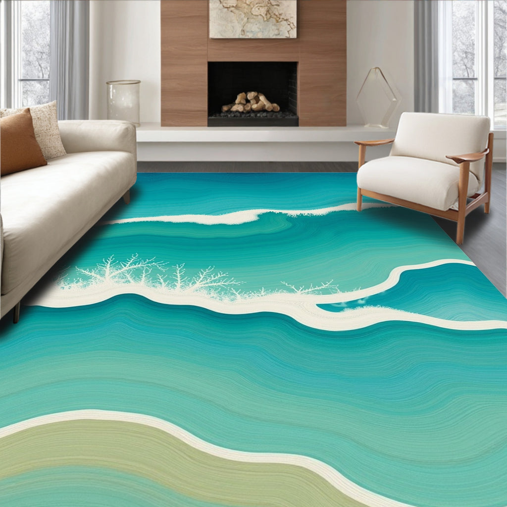 Coastal Wave Abstract Pattern Rug