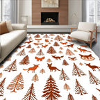 Fox And Owl Forest Pattern Rug