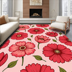 Red Floral Petal Pattern Design Rug